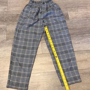 Zara Gray Plaid Elastic Waist Dress Pants